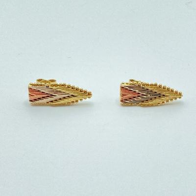 LOT 60J: Italy Gold Tri-Color Pierced Earrings Circa 1980 - 14KT, TW 4.1g