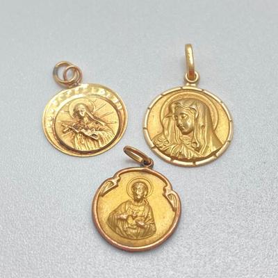 LOT 61J: Gold Catholic Charms - 18KT, TW 3.2g