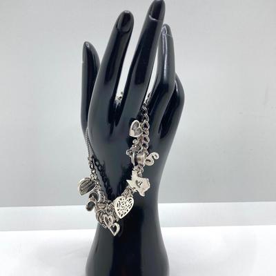 LOT 64J: James Avery Sterling Silver Charm Bracelet (16 Charms) with Original Box - TW 48.9g