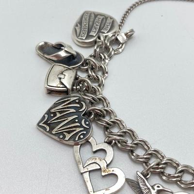 LOT 64J: James Avery Sterling Silver Charm Bracelet (16 Charms) with Original Box - TW 48.9g