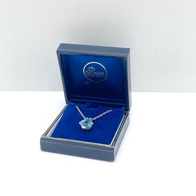 LOT 67J: Blue Topaz Pendant Necklace on Sterling Silver Rope Chain - 925, Tw 6.5g, 18"