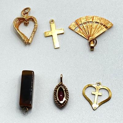LOT 71J: Vintage Gold Tone Pendants and Charms
