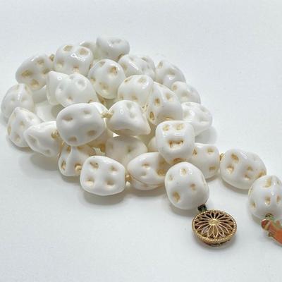 LOT 73J: Vintage Glass Beaded Necklaces - Pressed / Molded, Milk, Frosted and More