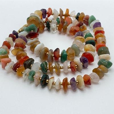 LOT 76J: Vintage Polished Stone Jewelry - Necklaces and Earrings