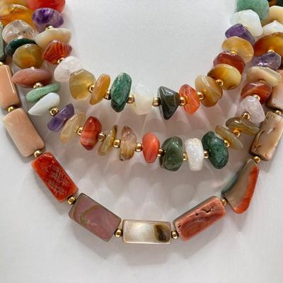 LOT 76J: Vintage Polished Stone Jewelry - Necklaces and Earrings