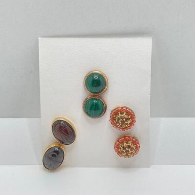 LOT 76J: Vintage Polished Stone Jewelry - Necklaces and Earrings