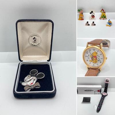 LOT 79J: Vintage Disney's Mickey Mouse Marcasite and Sterling Bowtie Brooch / Pin Marked JJ (Judith Jack), Disney Pins, Winnie the...