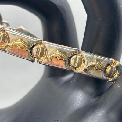 LOT 82: Sterling Silver 925 Puffy Link Dolphin Bracelet