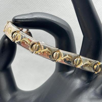 LOT 82: Sterling Silver 925 Puffy Link Dolphin Bracelet