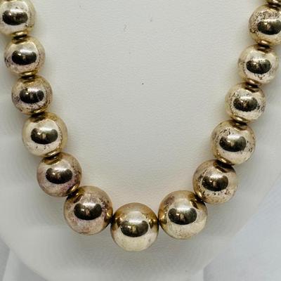 LOT 83: Tiffany & Co. Necklace 925 Sterling Silver Graduated Ball Beaded 16" Choker
