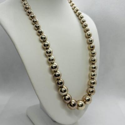 LOT 83: Tiffany & Co. Necklace 925 Sterling Silver Graduated Ball Beaded 16" Choker