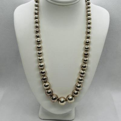 LOT 83: Tiffany & Co. Necklace 925 Sterling Silver Graduated Ball Beaded 16" Choker