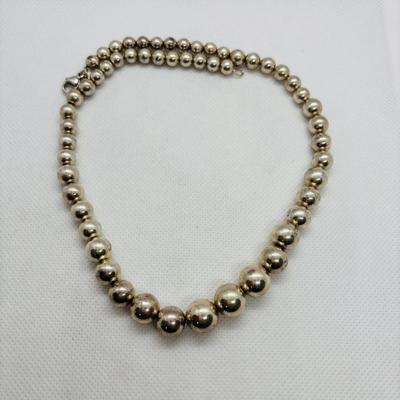 LOT 83: Tiffany & Co. Necklace 925 Sterling Silver Graduated Ball Beaded 16" Choker