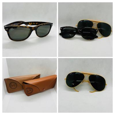 LOT 89: Ray Ban Sunglasses Gold Metal Frame & Tortise Shell w/Cases