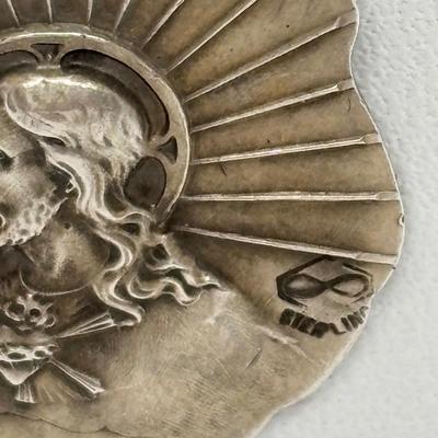 LOT 92: Sterling Silver 925 Cross Pendant on a Waxed Leather Cord & Sterling Silver Chain w/a Religious Pendant/Charm