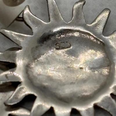 LOT 93: Sterling Silver 18" Box Chain, Turquoise Inlay Ring sz 6, Sun Earrings & Lapis Earrings