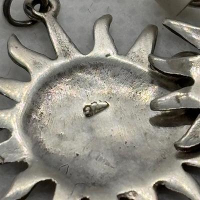 LOT 93: Sterling Silver 18" Box Chain, Turquoise Inlay Ring sz 6, Sun Earrings & Lapis Earrings