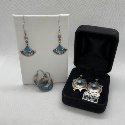 LOT 98: Sterling Silver Earring Collection: A. Cadmen, Hecho & 925