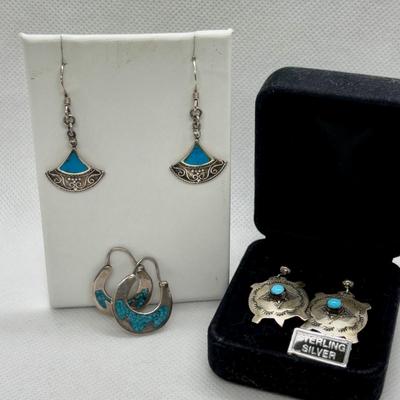 LOT 98: Sterling Silver Earring Collection: A. Cadmen, Hecho & 925