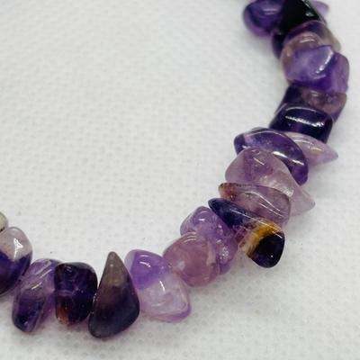 LOT 99: Amethyst Stone Necklace & Bracelet along w/Amethyst Rolled Gold Post Earrings