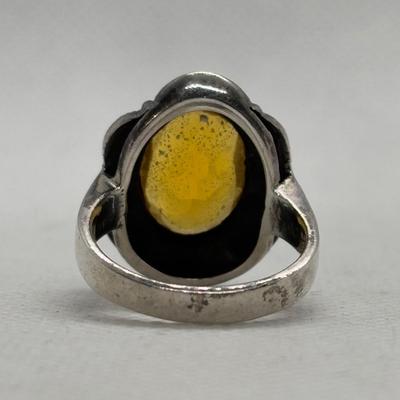 LOT 101: Sterling Silver Onyx, sz 5 Ring, Sterling Silver Topaz, sz 7.5 Ring & Marsala Sterling Silver Earrings