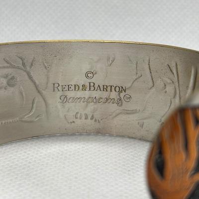 LOT 106: Reed & Barton Damascene Jewelry Collection: Owl Pendant w/Matching Cuff Bracelet