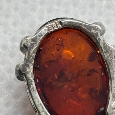 LOT 271: Amber & Sterling Silver Collection: Valerio Pin, bumble Bee Pin & Post Earrings