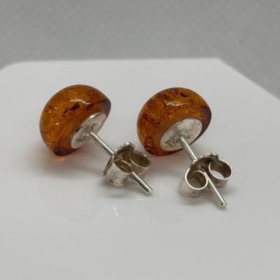 LOT 271: Amber & Sterling Silver Collection: Valerio Pin, bumble Bee Pin & Post Earrings