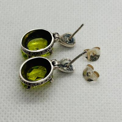 LOT 272: Stunning Winterhur Musuem (925) Peridot Earrings, Rhinestone Crystal Post Earrings & Oval Peridot Earrings (925)