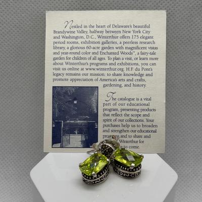 LOT 272: Stunning Winterhur Musuem (925) Peridot Earrings, Rhinestone Crystal Post Earrings & Oval Peridot Earrings (925)