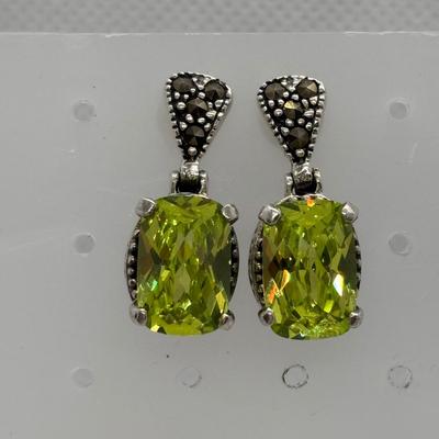 LOT 272: Stunning Winterhur Musuem (925) Peridot Earrings, Rhinestone Crystal Post Earrings & Oval Peridot Earrings (925)