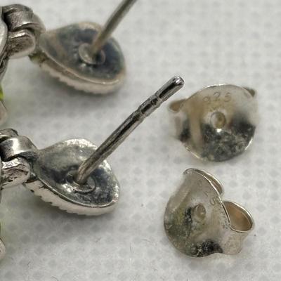 LOT 272: Stunning Winterhur Musuem (925) Peridot Earrings, Rhinestone Crystal Post Earrings & Oval Peridot Earrings (925)