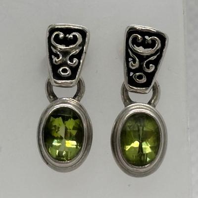 LOT 272: Stunning Winterhur Musuem (925) Peridot Earrings, Rhinestone Crystal Post Earrings & Oval Peridot Earrings (925)
