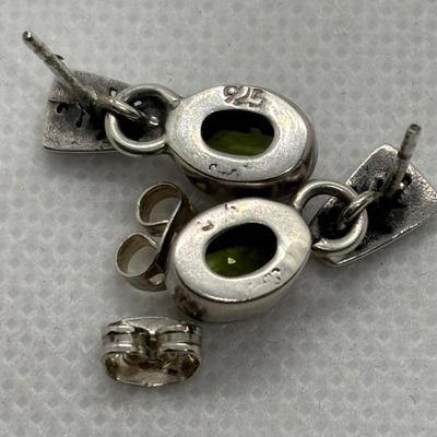 LOT 272: Stunning Winterhur Musuem (925) Peridot Earrings, Rhinestone Crystal Post Earrings & Oval Peridot Earrings (925)