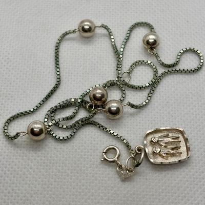 LOT 273: Sterling Silver Bead Chain Necklace w/Engraved Pendant 18", Save the Children Sterling Silver Earrings