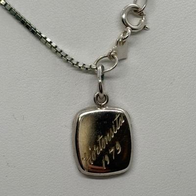 LOT 273: Sterling Silver Bead Chain Necklace w/Engraved Pendant 18", Save the Children Sterling Silver Earrings