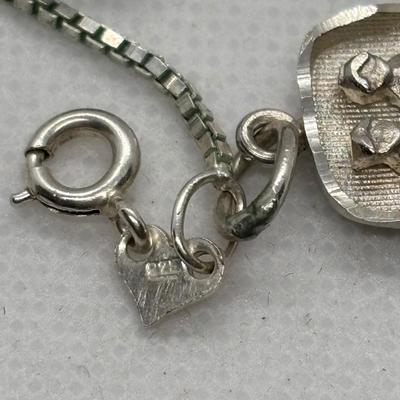 LOT 273: Sterling Silver Bead Chain Necklace w/Engraved Pendant 18", Save the Children Sterling Silver Earrings
