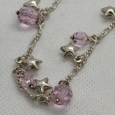 LOT 274: Sterling Silver 7" Starfish & Bead Bracelet, Crystal & 925 Star Earrings, Svila Handmade Silk Scarf