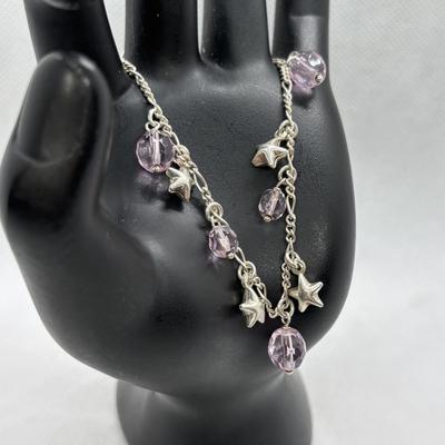 LOT 274: Sterling Silver 7" Starfish & Bead Bracelet, Crystal & 925 Star Earrings, Svila Handmade Silk Scarf