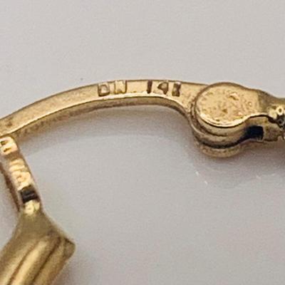 LOT:166: Pair of 14k Gold Hoop Earrings Mark DW - 2.46g tw