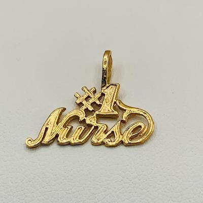 LOT 170: #1 Nurse 14k Gold Charm .69 gtw