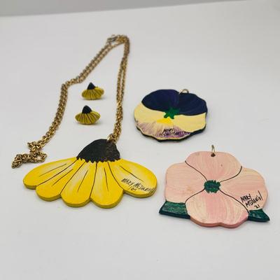 LOT:171: Spring Inspired Collection of Fashion Jewelry Including Trafari and Ladybug and Other Lady Pins, Porcelain Flower Pin, Mary...