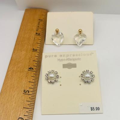 LOT 173: Crown Trifari Baquett Cut Silvertone Rhodium Plated Chip-on Earrings, Rhinestone Pins, Earrings and More Fashion Jewelry