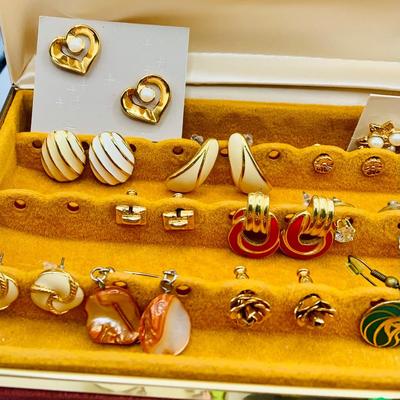 LOT176: Large Assortment of Fashion Jewelry Including a Jewelry Box of Earrings, Whimsical Pins, Avon and More