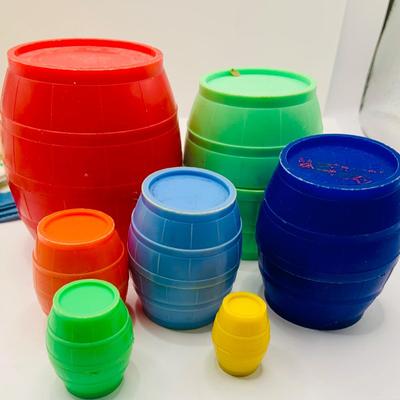 LOT 178: Assortment of Vintage Childrens Jewelry, Kit Gloves, Toys, Games Including Keys to Phildelphia Zoo, Kitty in the Keg Diaper Pins...