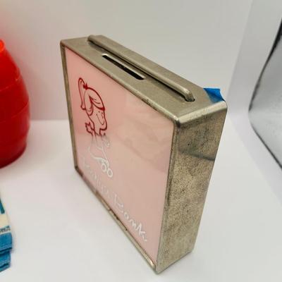 LOT 178: Assortment of Vintage Childrens Jewelry, Kit Gloves, Toys, Games Including Keys to Phildelphia Zoo, Kitty in the Keg Diaper Pins...