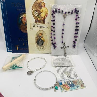 LOT 179: Collection of Rosery Beads, Saint Metals and More