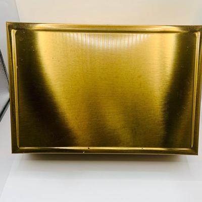 LOT:180: Mens Brass Jewelery Box, Brass Button Container /Jars, Tie Bars and Clips