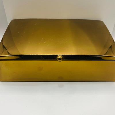 LOT:180: Mens Brass Jewelery Box, Brass Button Container /Jars, Tie Bars and Clips