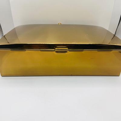 LOT:180: Mens Brass Jewelery Box, Brass Button Container /Jars, Tie Bars and Clips